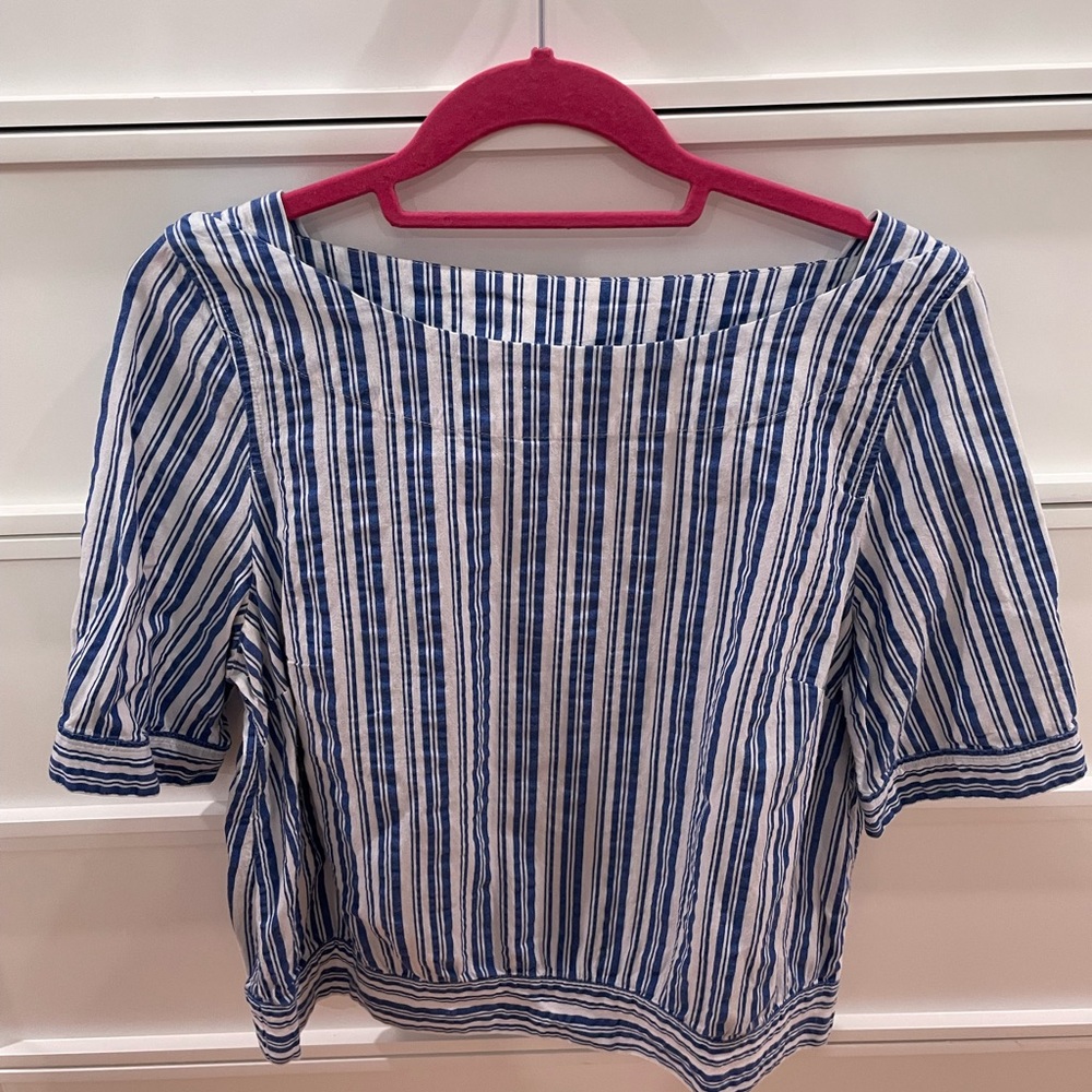 Halogen striped top. Boat neck detail. Perfect condition!